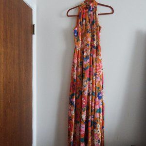 NWT Big Hit Fashions Orange Floral Maxi Dress S
